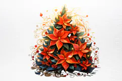 Vintage Floral Christmas Clipart PNG Product Image 2