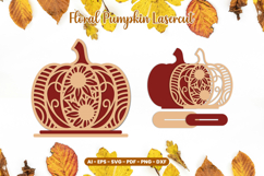 Autumn Floral Pumpkin Laser Cut SVG | Standing Fall Decor Product Image 1