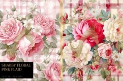 Shabby Floral Light Pink Plaid Junk Journal Paper Product Image 2