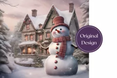 Christmas Tumbler Wrap Design, Christmas Snowman Tumbler PNG Product Image 2