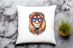 Patriotic Lion Watercolor Clipart PNG Product Image 2
