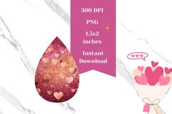 Glitter Teardrop Earrings PNG, Valentine Earring Design Product Image 2