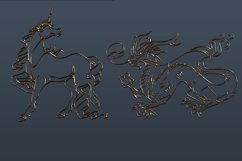 Silhouettes of mythological animals l 6 designs animals,PNG Product Image 3