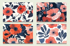 Coral &amp; Navy Flowers Cutting Boards sublimation Design Product Image 2