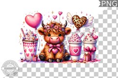 Valentine&#039;s Day Highland Cow - Valentine Clipart Sublimation Product Image 1
