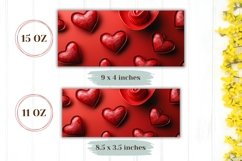 3D Red Hearts Mug Design, Red Love Hearts Mug Sublimation Product Image 2