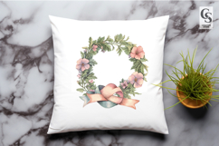 Watercolor Floral Ribbon Frame Clipart Sublimation PNG Product Image 2