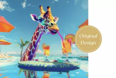 Funny Giraffe Tumbler Wrap, Summer Animals Tumbler Design Product Image 2