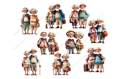 Summer grandparents clipart,Travel couple clipart Product Image 2