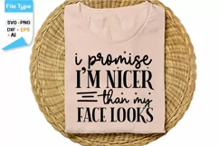 I Promise I'm Nicer Than My Face Looks SVG Cut File | Sassy Product Image 2