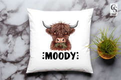 Moody Highland Cow Clipart Sublimation PNG Product Image 2