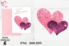 Heart Pink glitter, Valentine sublimation, Valentine card Product Image 1