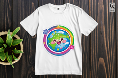 Kawaii Earth Rainbow Clipart Sublimation PNG Product Image 2
