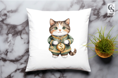 Watercolor Lucky Gold Cat Clipart Sublimation PNG Product Image 2