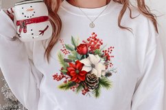 Christmas Flowers Watercolor Clipart, Christmas PNG Product Image 2