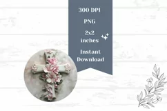 Floral Cross Round Earrings, White Cross Earrings Template Product Image 2