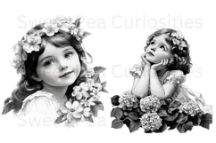 Girls, Black and White, Ephemera, PNG, Clipart Product Image 2