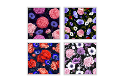 Carnation Flower &amp; Anemone Flower Digital Paper Product Image 2