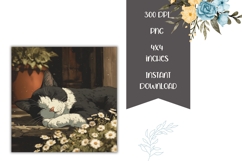 Cartoon Cat Square Coasters, Floral Square Coaster Designs Product Image 2