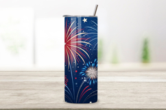 4th Of July Fireworks Burst Seamless Tumbler Wrap - 3D Red Product Image 2