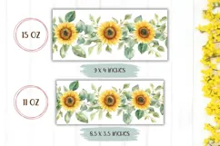 Sunflowers Mug Wrap Design, Watercolor Sunflowers Print Product Image 2