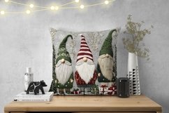 Embroidery Christmas Gnome Pillowcase, Knitted Gnomes PNG Product Image 2