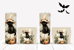 Cartoon Halloween Cat Tumbler, Floral Halloween Tumbler Product Image 2