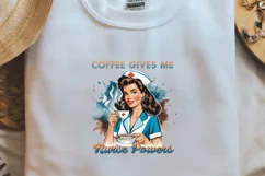 Vintage Halloween Nurse Coffee gives me nurse powers PNG Product Image 1