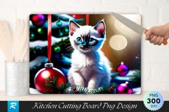 Siamese Kitten with Christmas Ornament Cutting Board PNG Product Image 1