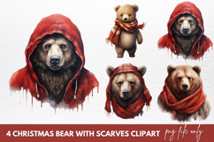 Christmas Bear With Scarves Clipart Sublimation Product Image 1