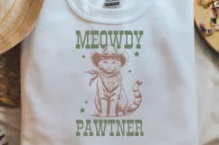 Vintage Funny Cat Meowdy Pawtner PNG Product Image 2