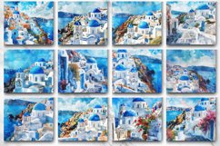 3D Watercolor Santorini Tumbler wrap Bundle Product Image 2