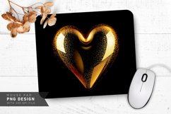 Gold Heart on Black Mouse Pad PNG Design Product Image 1