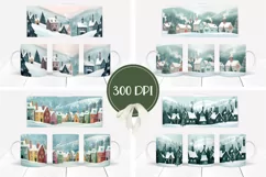 Christmas Village Mug Design, Christmas House Mug PNG Product Image 2