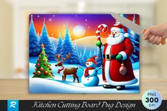 Whimsical Santa And Snowman Christmas Cutting Board PNG Product Image 1