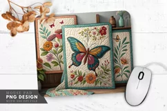 Butterfly And Floral Quilts Mouse Pad PNG Design Product Image 1