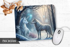 Enchanted Companions in a Frozen Forest Mouse Pad PNG Design Product Image 1