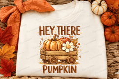 Hey There Pumpkin SVG PNG Vintage Fall Pumpkin Wagon Autumn Product Image 2