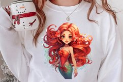 Christmas Mermaid Clipart Sublimation, Christmas PNG Product Image 2