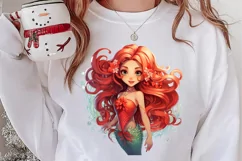 Christmas Mermaid Clipart Sublimation, Christmas PNG Product Image 2