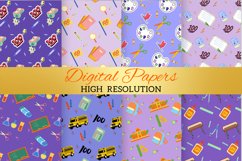 Purple 100 Days of School Digital Paper Patterns Design Product Image 2