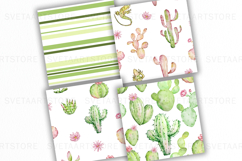 Watercolor Cactus Seamless Patterns Product Image 2