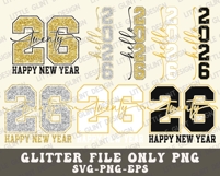 Happy New Year Svg Png Glitter New Year Crew Trendy Design Product Image 2