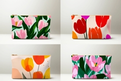 Cartoon Tulips Cosmetic Bag, Floral Cosmetic Bag PNG Product Image 2