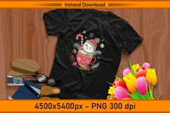 Cozy Snowman in Red Mug with Candy Cane PNG Design Product Image 2