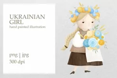 UKRAINE. UKRAINIAN GIRL, chldish clipart illustration Product Image 2