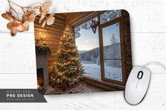 Rustic Christmas Cabin with Snowy Mouse Pad PNG Design Product Image 1