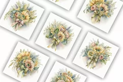 Sunflower Bouquets | Watercolour Clipart JPG Product Image 2