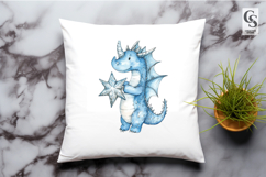 Cute Blue Dragon With Star Clipart Sublimation PNG Product Image 2