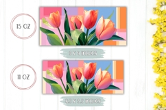 Pink Orange Tulips Mug Wrap, Floral Mug, Abstract Mug PNG Product Image 2
